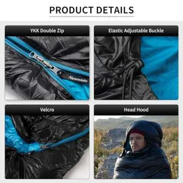 Naturehike Ultralight Down Sleeping Bag, 650FP Backpacking Sleeping Bag 3-4 Season for Adults, 32-42℉ Waterproof Sleeping Bag for Camping, Hiking, Traveling with Compression Sack