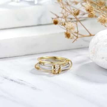 Elegant 18k Gold Stackable Rings Set for Women