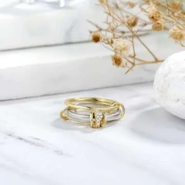 Elegant 18k Gold Stackable Rings Set for Women