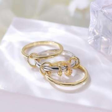 Elegant 18k Gold Stackable Rings Set for Women