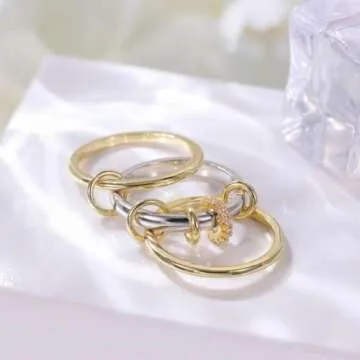 Elegant 18k Gold Stackable Rings Set for Women