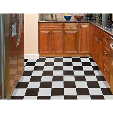 Tivoli Self Adhesive Vinyl Floor Tiles, 45 Tiles - 12" x 12", Black & White - Peel & Stick, DIY Floo...