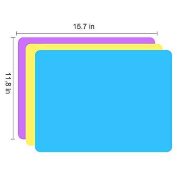 3 Pack Silicone mat Large Silicone Sheets for Crafts, Liquid, Resin Jewelry Casting Molds Mat, Silicone Placemat 15.7” x 11.8” (Blue& Purple & Yellow)