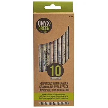 Onyx+ Green Recycled Newspaper Pencils with White Erasers - Eco-Friendly, HB #2, Pack of 10