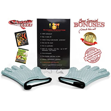 KITCHEN PERFECTION Silicone Smoker Oven Gloves for Safe Cooking