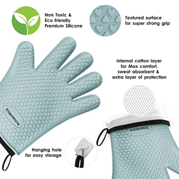 KITCHEN PERFECTION Silicone Smoker Oven Gloves for Safe Cooking
