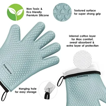 KITCHEN PERFECTION Silicone Smoker Oven Gloves for Safe Cooking