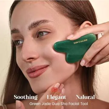 Rena Chris Gua Sha Facial Tools, Green Aventurine Guasha Tool for Acupuncture, Manual Massage Sticks for Jawline Sculpting and Puffiness Reducing, Gua Sha Facial Massage Tool, Skin-Care Gift