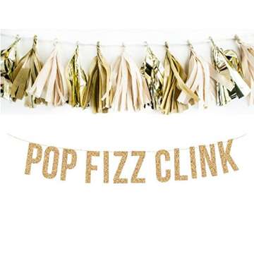POP FIZZ CLINK Gold Glitter Garland for Holiday Celebrations