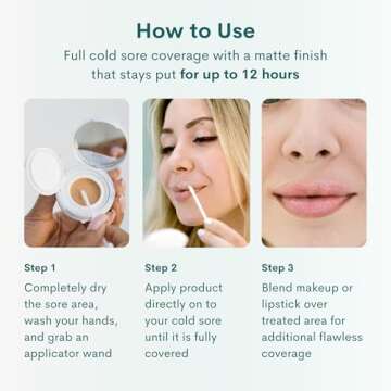 Coverology Cold Sore Treatment & Cold Sore Concealer - Lightweight Treatment & the Best Full Coverage Cold Sore Cover Up Makeup to Help Disguise and Soothe - Light