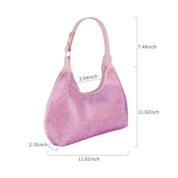 Gripit Rhinestone Handbag Black Clutch Purses for Women Evening Shoulder Diamond Bling Crystal Bag for Wedding Prom (Pink)