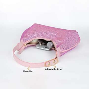 Gripit Rhinestone Handbag Black Clutch Purses for Women Evening Shoulder Diamond Bling Crystal Bag for Wedding Prom (Pink)