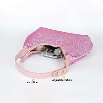 Gripit Rhinestone Handbag Black Clutch Purses for Women Evening Shoulder Diamond Bling Crystal Bag for Wedding Prom (Pink)