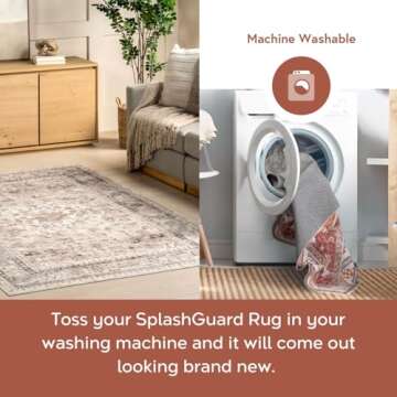 nuLOOM 2' x 8' Splashguard Machine Washable Area Rug with Waterproof Spill Proof Surface, Non Slip Backing and Stain Resistant for Living Room, Bedroom, Kitchen, Dining Room, Davi Taupe