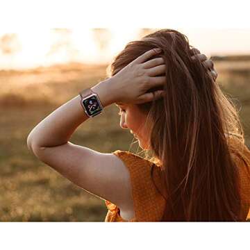 jwacct Bands, Adjustable Magnetic Stainless Steel Bracelet Mesh Strap Sport Loop, Pink Gold