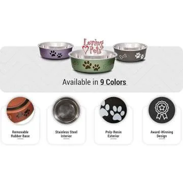Loving Pets Bella Dog Bowls - Stylish Spill Proof & Durable