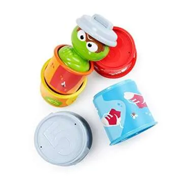 Bright Starts Sesame Street Oscar the Grouch’s Stacking Cans Stackable Cups, Ages 3-12 months