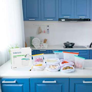 Eco-Friendly Reusable Silicone Food Storage Bags 10-Pack