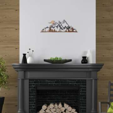 Demissle Mountain Range Metal Wall Art Decor Summit Rustic Wall Sign Forest Home Decor Sign Mountain Scene Art, 17.5 x 5.3 Inch(Colorful)