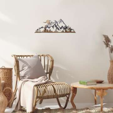 Demissle Mountain Range Metal Wall Art Decor Summit Rustic Wall Sign Forest Home Decor Sign Mountain Scene Art, 17.5 x 5.3 Inch(Colorful)