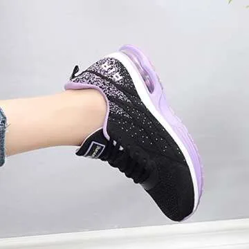 GANNOU Women's Air Athletic Running Shoes Fashion Sport Gym Jogging Tennis Fitness Sneaker Purple 8 B(M) US
