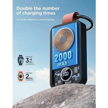 JOYROOM Portable 2000mAh Wireless Charger Compatible for Apple Watch Series 10/9/8/7/6/5/4/3/2/SE/UI...