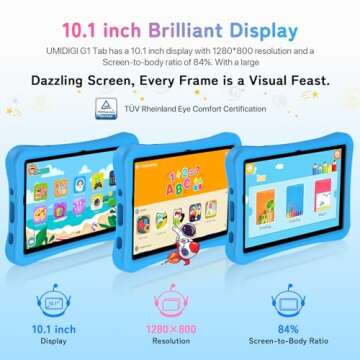 UMIDIGI Kids Tablet, G1 Tab Android 13 Tablet PC, 10.1" Tablet for Kids, 8G+64G up to 1TB, WiFi 6, 8...