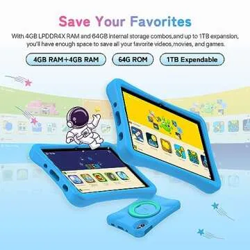 UMIDIGI Kids Tablet, G1 Tab Android 13 Tablet PC, 10.1" Tablet for Kids, 8G+64G up to 1TB, WiFi 6, 8MP+8MP Dual Camera, Quad-Core, 6000mAh, BT5.0, TÜV Eye Bluelight Tablet Android, Parental Control