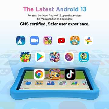 UMIDIGI Kids Tablet, G1 Tab Android 13 Tablet PC, 10.1" Tablet for Kids, 8G+64G up to 1TB, WiFi 6, 8MP+8MP Dual Camera, Quad-Core, 6000mAh, BT5.0, TÜV Eye Bluelight Tablet Android, Parental Control