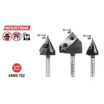 Amana 3Pc CNC 3D Signmaking V-Bits for Precision Cuts