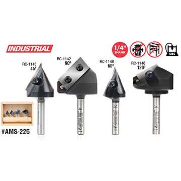Amana 3Pc CNC 3D Signmaking V-Bits for Precision Cuts