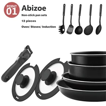 Abizoe Non-Stick Cookware Set Removable Handles 12-Piece