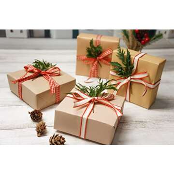 CT CRAFT LLC Ivory Cotton Red Stripes Ribbon 3/8" x 10 Yards for Home Décor Gift Present Wrapping DIY Crafts Birthday Wedding Bouquet Christmas