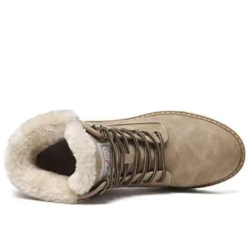 ANJOUFEMME Outdoor Winter Snow Boots For Women - Womens Work Hiking Ankle Boots Waterproof Lightweight Backpacking Walking Trekking Hiking Shoes W116-FNW06-LIGHT BROWN-8.5