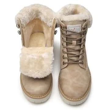 ANJOUFEMME Outdoor Winter Snow Boots For Women - Womens Work Hiking Ankle Boots Waterproof Lightweight Backpacking Walking Trekking Hiking Shoes W116-FNW06-LIGHT BROWN-8.5