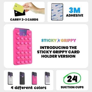 StickyGrippy Suction Phone Card Holder - Hands-Free Accessory for iPhone and Android