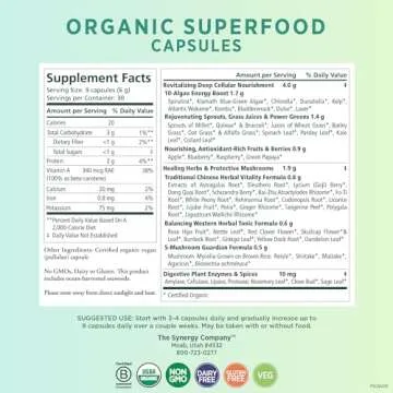 PURE SYNERGY Superfood Capsules | Organic Superfood & Greens Supplement | Whole Food Capsules with S...