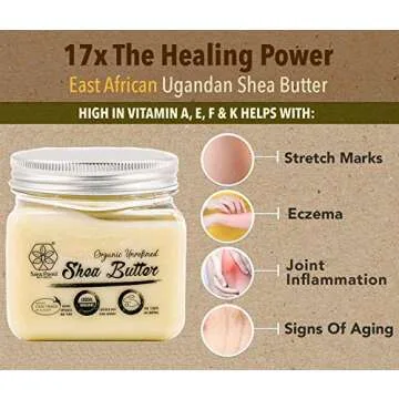 Discontinued - USDA Certified Organic Shea Butter: Unrefined Rare Nilotica, Certified Fair-Trade - Nourishes, Replenishes and Protects Skin and Hair - 8oz