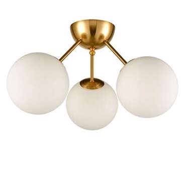 Mid Century Modern Globe Semi Flush Mount Ceiling Light
