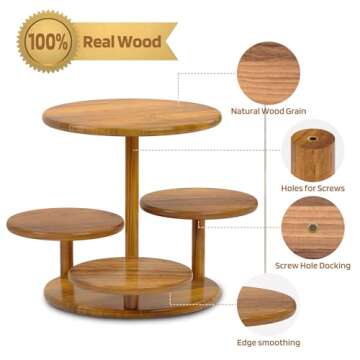 HURZMORO 4 Tier Round Cupcake Tower Stand for 50 Cupcakes,Wood Cake Stand with Tiered Tray Decor,Far...