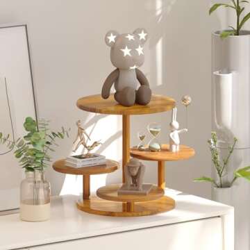 HURZMORO 4 Tier Round Cupcake Tower Stand for 50 Cupcakes,Wood Cake Stand with Tiered Tray Decor,Farmhouse Tiered Tray Decor,Cupcake Display for Birthday Graduation Baby Shower Tea Party
