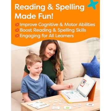 THE BAMBINO TREE Alphabet and Phonics Magnets - CVC Word Builder with Picture Flash Cards - Magnetic...