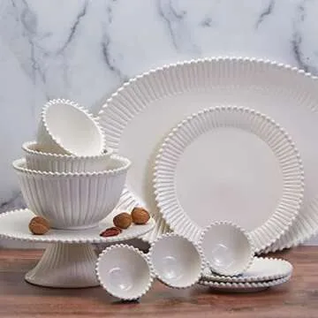 Elegant Two's Company Heirloom Pearl Edge Dessert Plates Set