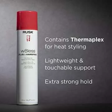 RUSK W8less Plus Hairspray for All-Day Hold and Shine