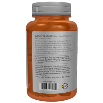 NOW Foods L-Citrulline 1200mg Tablets for Performance Boost