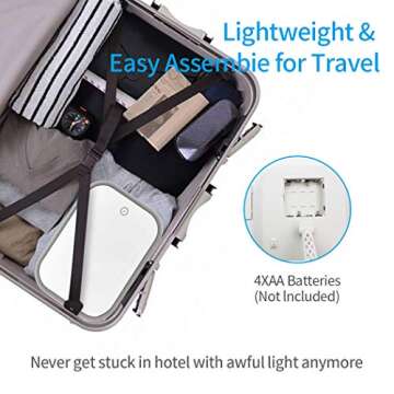 BEWEBEME Makeup Mirror with Lights and Storage - Touch Control Design LED Lighted Makeup Mirror Cosmetic Case, Folding Makeup Case with Storage Box for Travel