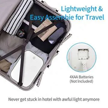 BEWEBEME Makeup Mirror with Lights and Storage - Touch Control Design LED Lighted Makeup Mirror Cosmetic Case, Folding Makeup Case with Storage Box for Travel