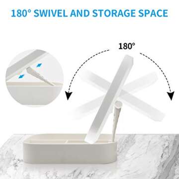 BEWEBEME Makeup Mirror with Lights and Storage - Touch Control Design LED Lighted Makeup Mirror Cosmetic Case, Folding Makeup Case with Storage Box for Travel