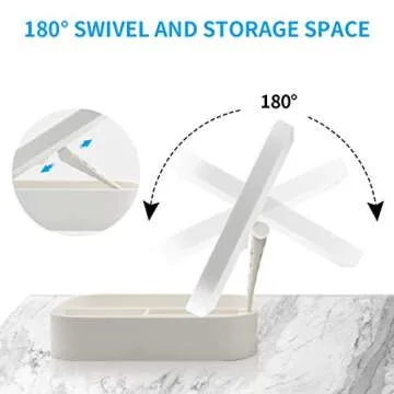 BEWEBEME Makeup Mirror with Lights and Storage - Touch Control Design LED Lighted Makeup Mirror Cosmetic Case, Folding Makeup Case with Storage Box for Travel