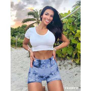 YEOREO Professional Women Workout Shorts 3.6" Scrunch Shorts Seamless High Waisted Contour Gym Yoga Biker Shorts